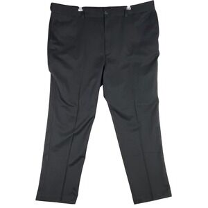 Oak Hill Dress Pants Men 48x32 Black Flat Front Polyester Trousers DXL